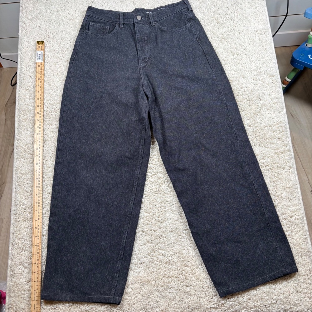 COS Relaxed Wide Leg‎ Mid Rise Full Length Denim Jeans Charcoal Size 46